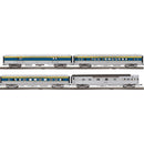PREORDER Atlas 3001651 70' Baggage, Coach, Diner, Observation Set - 3-Rail - Ready to Run -- D&H #53, 23, 42 (silver, blue, yellow) NYC #61 (2-Tone Gray), O