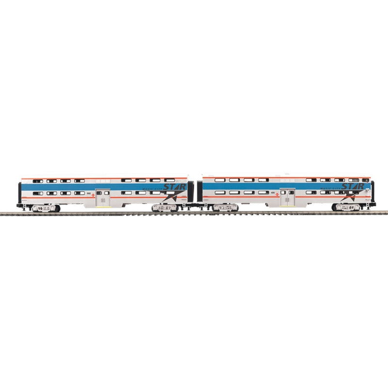 PREORDER Atlas 3001671 70Õ Smooth-Side Bi-Level Gallery Cab Car/Coach Set3-Rail -  Ready to Run -- Nashville Music City Star