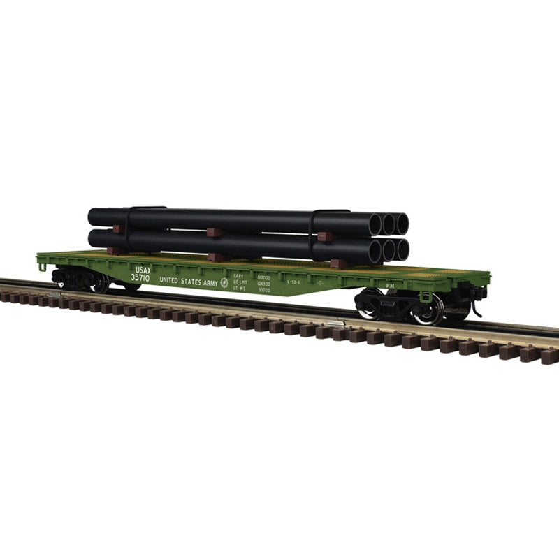 PREORDER Atlas O 3001887 52' 6"Flat Car with Load 3-Rail, US Armed Forces 72.95