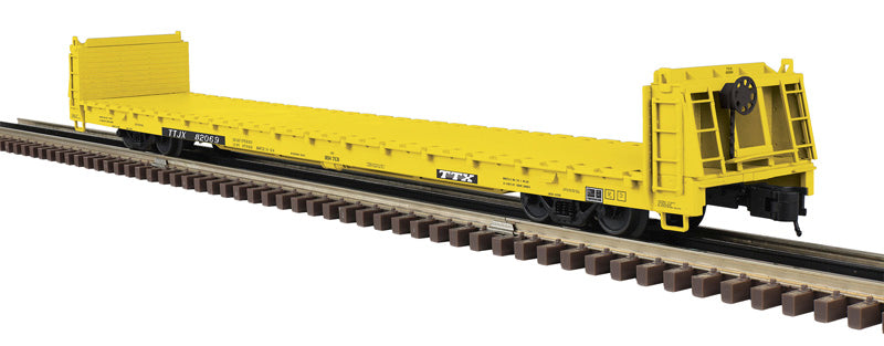 PREORDER Atlas Trainman O 3002932 2-Rail 62' Short Bulkhead Flatcar, Trailer-Train TTJX