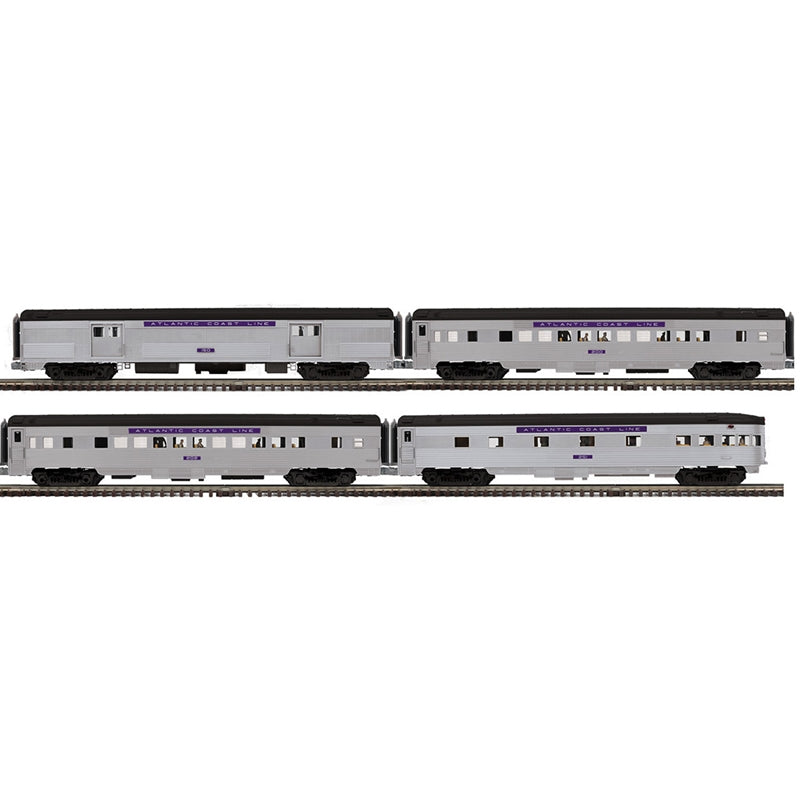 PREORDER Atlas Premier O 3001943 3-Rail 70' Streamlined Baggage/2 Coaches/Observation Car Set, Atlantic Coast Line