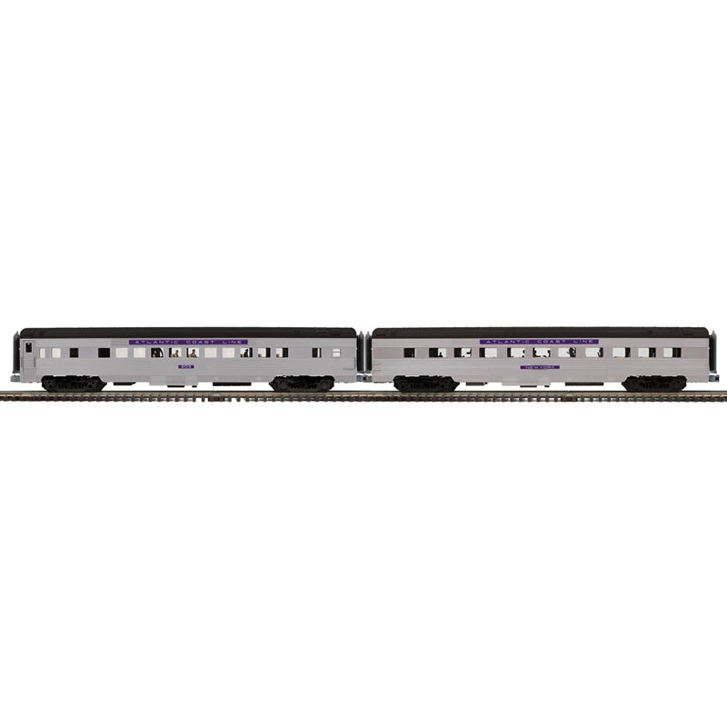 PREORDER Atlas Premier O 3001944 3-Rail 70' Streamlined Coach/Diner Car Set, Atlantic Coast Line