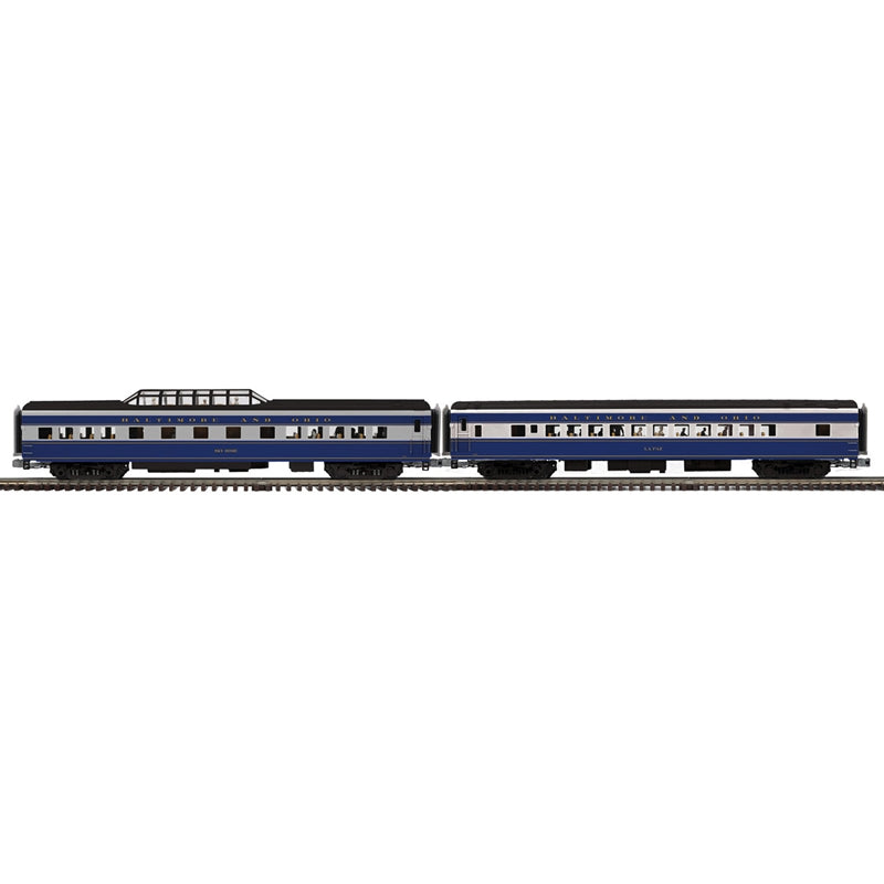 PREORDER Atlas Premier O 3001947 3-Rail 70' Streamlined Coach/Dome Car Set, Baltimore & Ohio