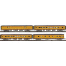 PREORDER Atlas Premier O 3001959 3-Rail 70' Streamlined Baggage/2 Coaches/Observation Car Set, Union Pacific LA-103/Pasadena/Boulder City/Baldy Mtn (4-Pack)