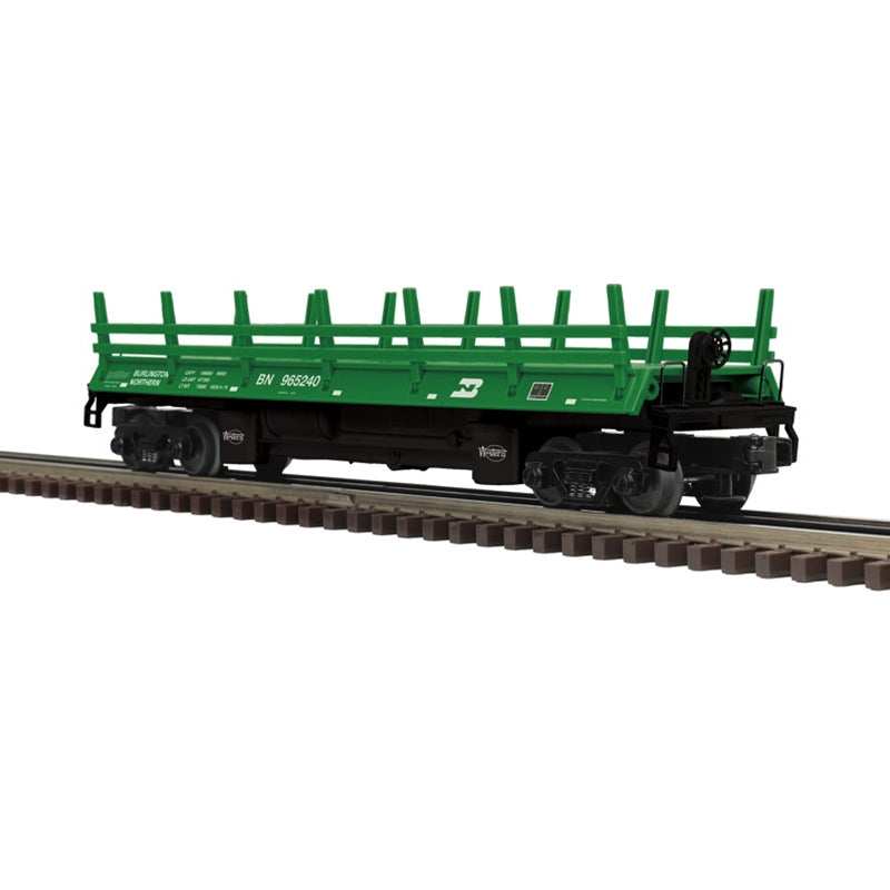 PREORDER Atlas Premier O 3001970 3 Rail Log Dump Car, Burlington Northern