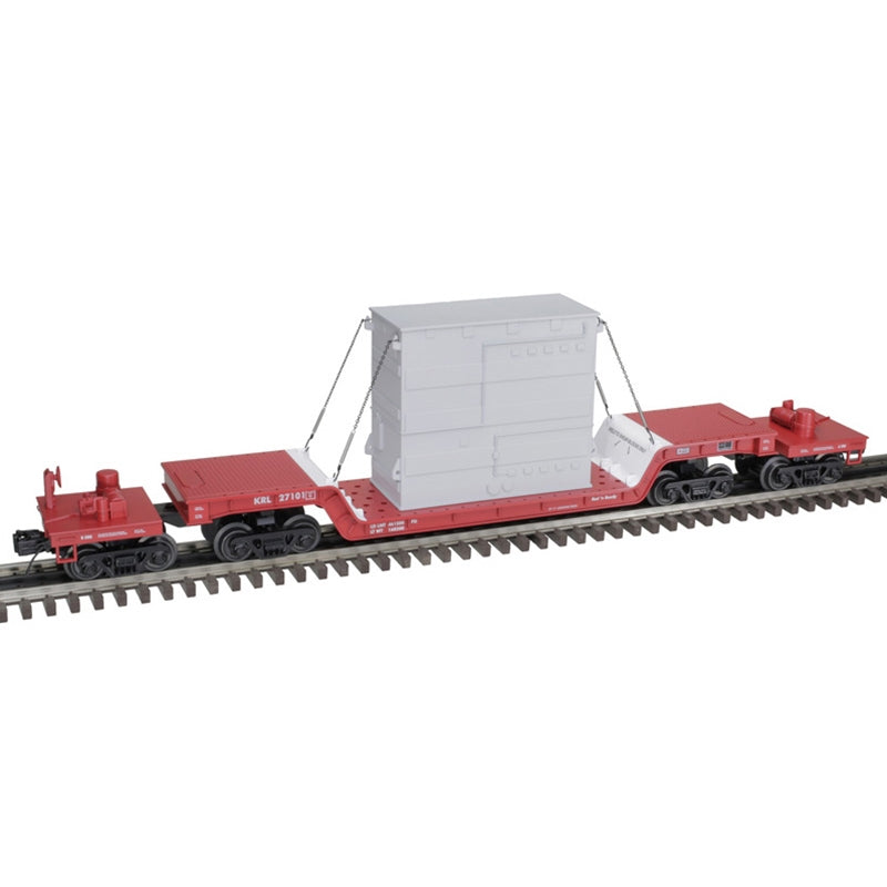 PREORDER Atlas 3004046 75' Depressed-Center Flatcar w/Transformer - 2-Rail - Ready to Run - Premier -- Kasgro Rail KRL (red), O