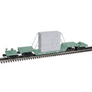 PREORDER Atlas 3004047 75' Depressed-Center Flatcar w/Transformer - 2-Rail - Ready to Run - Premier -- Penn Central (Jade Green, white), O