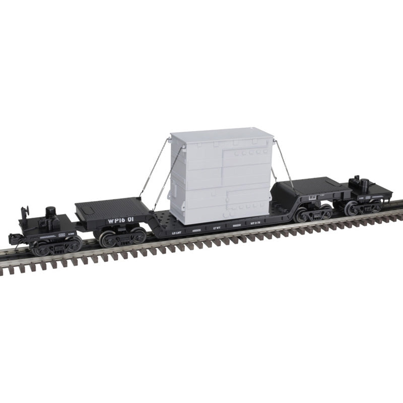PREORDER Atlas 3003048 75' Depressed-Center Flatcar w/Transformer - 3-Rail - Ready to Run - Premier -- Western Pacific (black), O