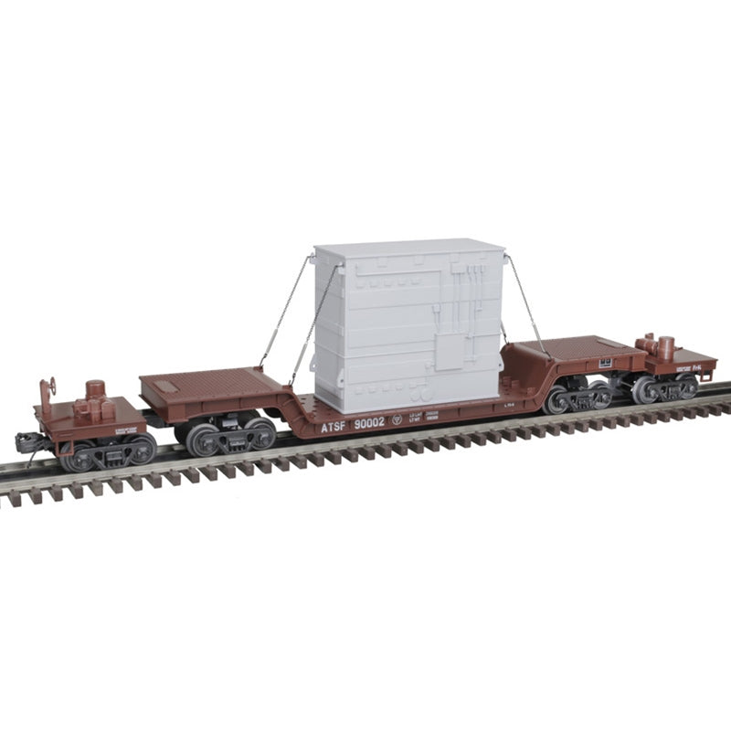 PREORDER Atlas 3004052 75' Depressed-Center Flatcar w/Transformer - 2-Rail - Ready to Run - Premier -- Santa Fe (Boxcar Red), O