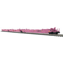 PREORDER Atlas 3004056 Gunderson Maxi-IV 3-Unit Well Car - 2-Rail - Ready to Run - Premier -- TTX (pink, red, black, On Track for a Cure), O