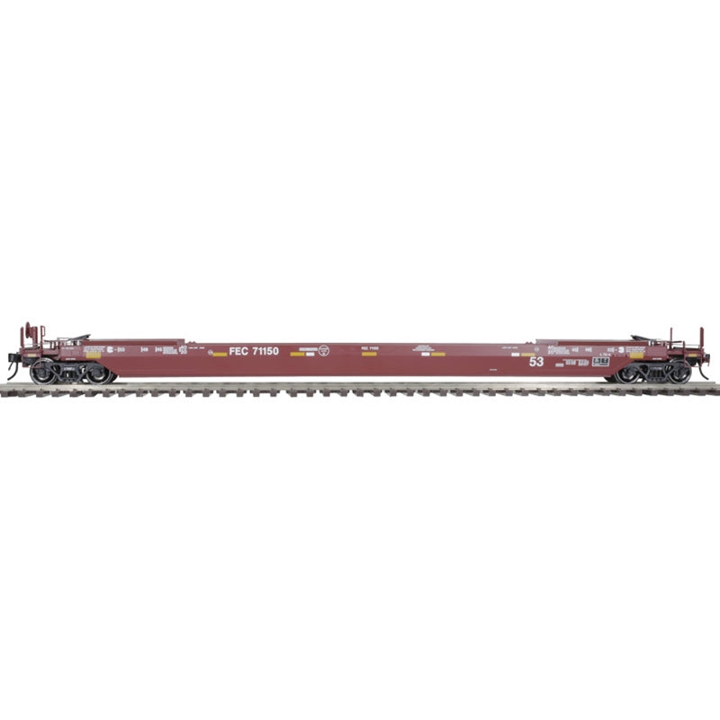 Atlas 3003030 53' Rebuilt Well Car - 3-Rail - Ready to Run - Premier -- Florida East Coast (Boxcar Red, yellow conspicuity marks), O Scale