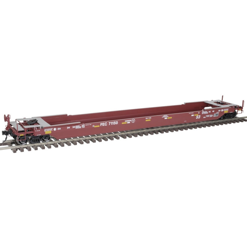 Atlas 3003030 53' Rebuilt Well Car - 3-Rail - Ready to Run - Premier -- Florida East Coast (Boxcar Red, yellow conspicuity marks), O Scale