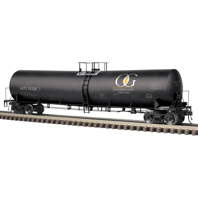 PREORDER Atlas 3006020 Trinity 25,500-Gallon Tank Car - 2-Rail - Ready to Run - Master(R) -- Owensboro Grain GATX (black, tan), O