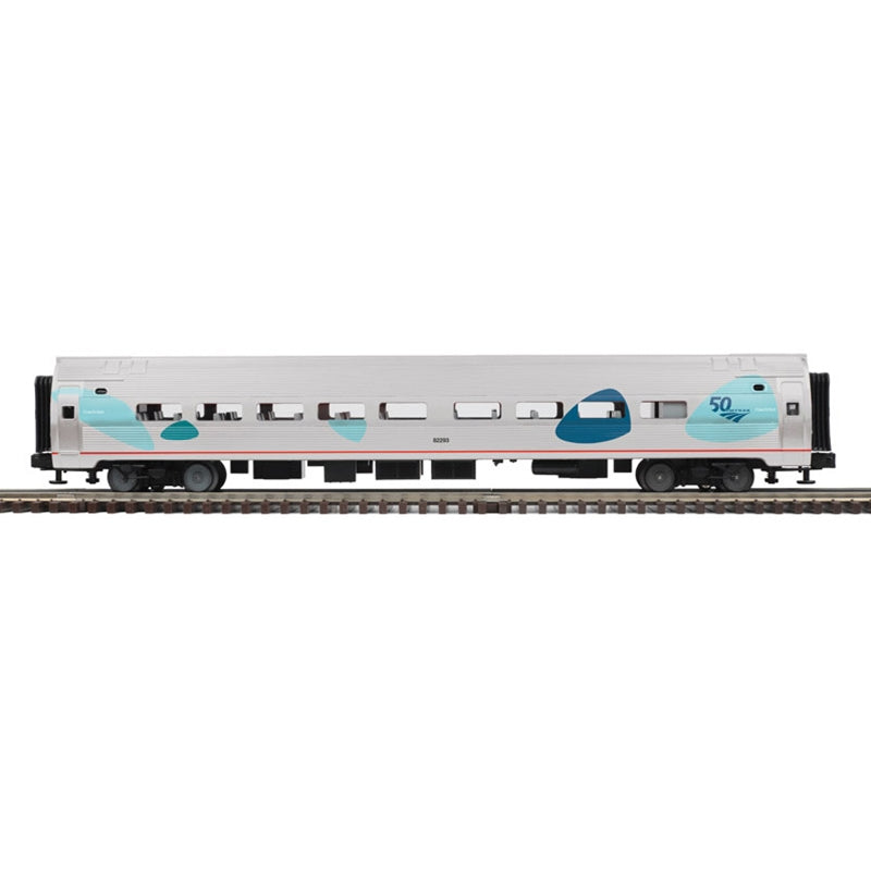 PREORDER Atlas 3007086 Amfleet(R) 3 Coaches & Cafe - 3-Rail - Ready to Run - Premier -- Amtrak (Fantasy Scheme, 50th Anniversary, Phase V, silver, blue), O