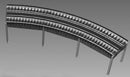 PREORDER Rapido HO 301003 Elevated Transit Curved Double Track Kit with Rails Installed, 45 Degrees