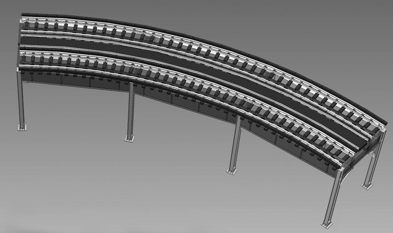 PREORDER Rapido HO 301003 Elevated Transit Curved Double Track Kit with Rails Installed, 45 Degrees