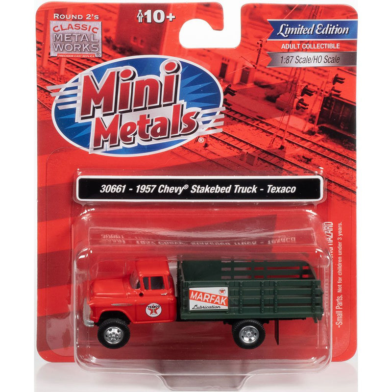 CLASSIC METAL WORKS 30661 1957 CHEVY STAKEBED TRUCK (TEXACO) 1:87 HO SCALE