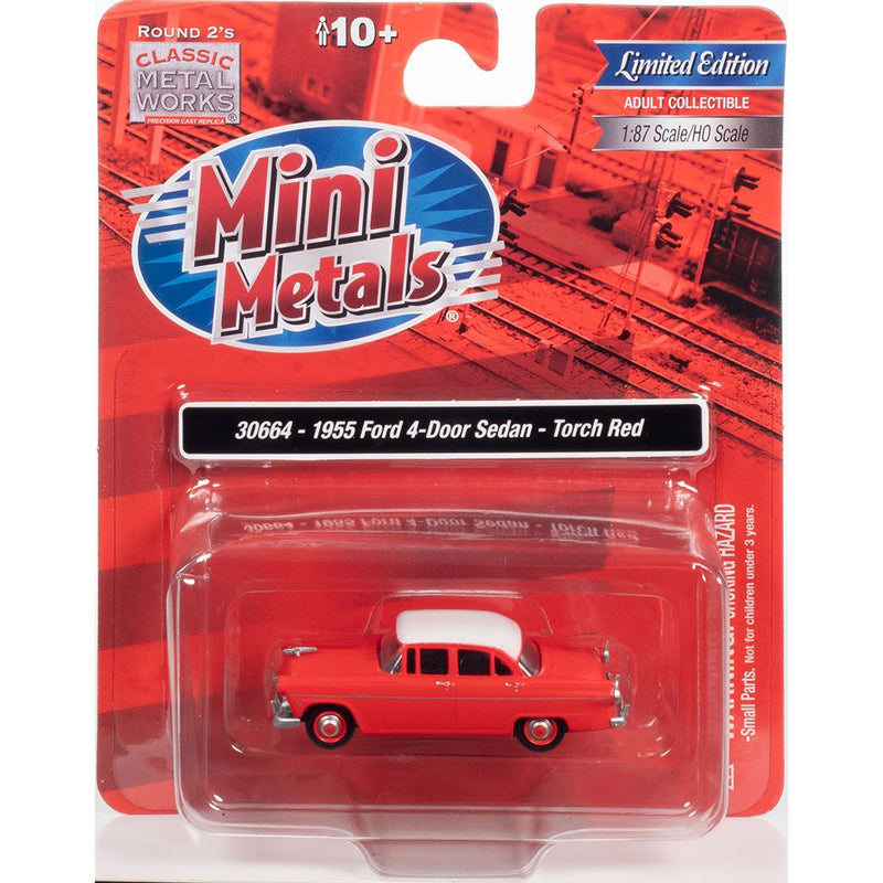 CLASSIC METAL WORKS 30664 1955 FORD 4-DOOR SEDAN (TORCH RED) 1:87 HO SCALE