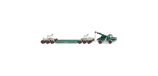 PREORDER Wiking HO 49303 1965-1977 Faun Heavy-Duty Tractor with Lowboy Trailer, Asseembled Wide Load | 76.49