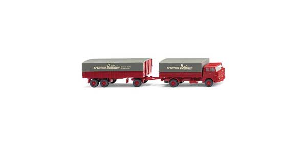 PREORDER Wiking HO 41203 1961-1965 Henschel HS 14/16 Low-Side Truck with Trailer, Spedition Beissner | 45.89