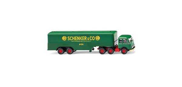PREORDER Wiking HO 51327 1958-1961 Mercedes-Benz LPS 333 Tractor with Moving Van Trailer, Schenker | 45.89
