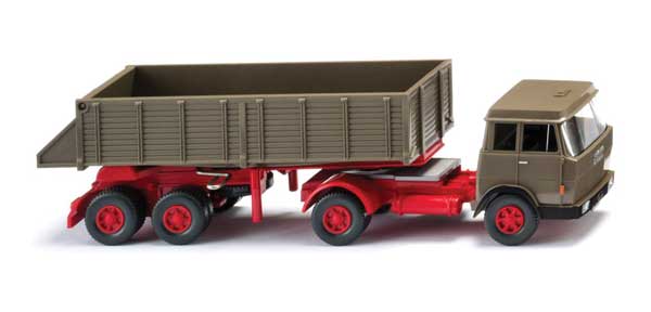 PREORDER Wiking HO 67710 1969-1971 Hanomag Henschel Tractor with Dump Trailer, Beige, Red | 35.69