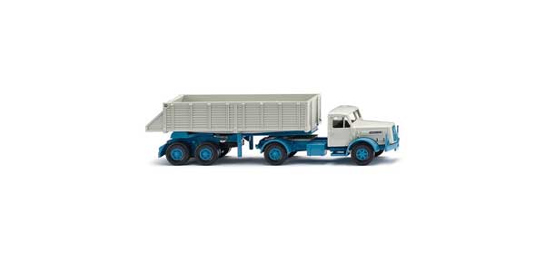 PREORDER Wiking HO 67711 1955-1961 Henschel HS 140 Tractor with Dump Trailer, Gray, Blue | 45.89