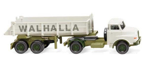 Wiking HO 67707 1969-1994 MAN Hauber Tractor with Dump Trailer, Walhalla Kalk