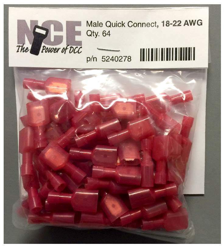 NCE 524278 18-22 AWG Male Quick Connects, Red (64)