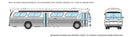Rapido HO 753070 1959-1986 GM New Look/Fishbowl Bus, Deluxe Lighted, Assembled, Painted, Unlettered (Transit with Single Door, white, silver)