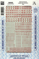 Microscale HO 90005 Railroad Roman Letters and Numbers, Red