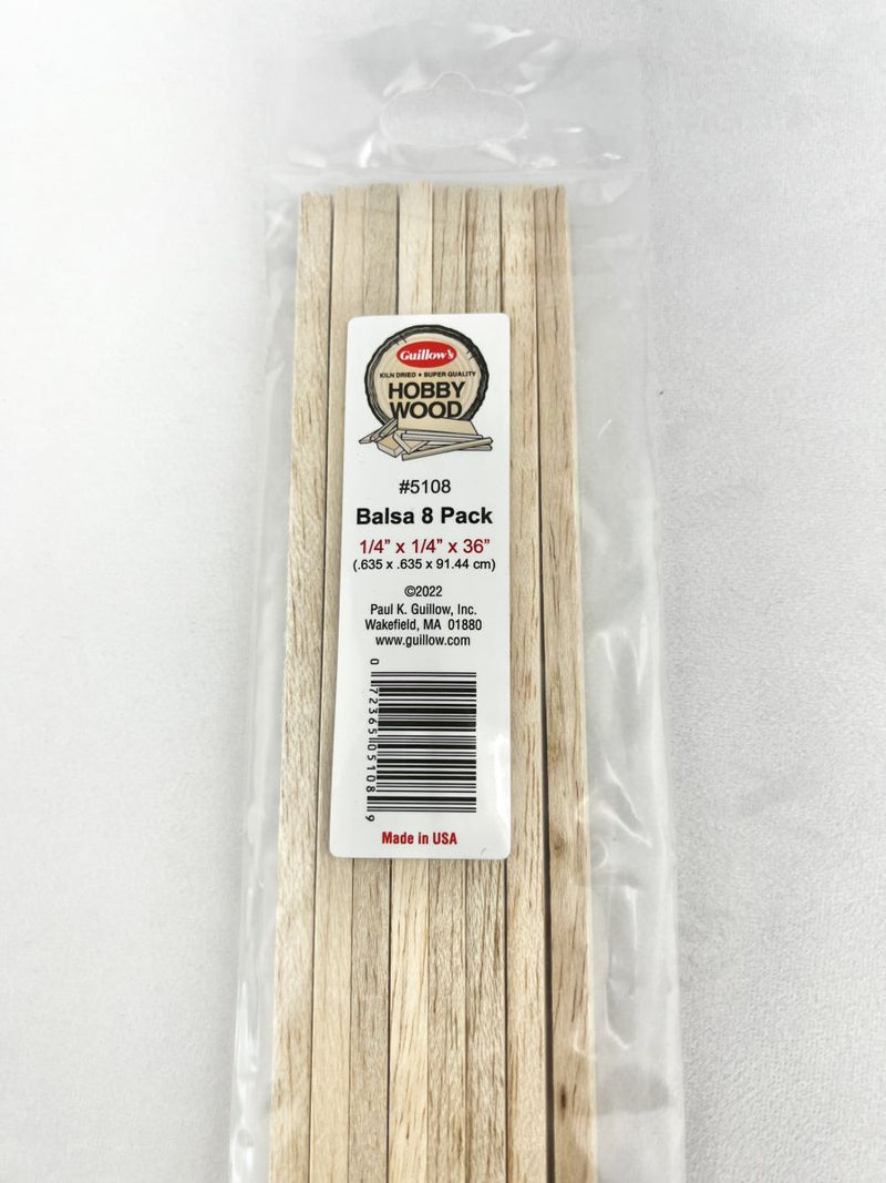 Guillow’s 5108 Balsa 1/4''x 1/4''x 36'' - 8 per bag
