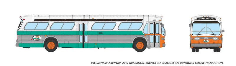 PREORDER Rapido 753136 HO 1959-1986 GM New Look/Fishbowl Bus - Deluxe Lighted - Assembled -- AC Transit