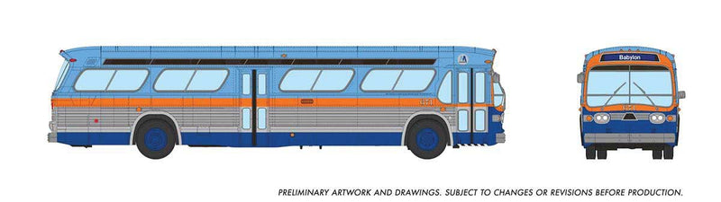 PREORDER Rapido 753154 HO 1959-1986 GM New Look/Fishbowl Bus - Deluxe Lighted - Assembled -- Long Island MSBA