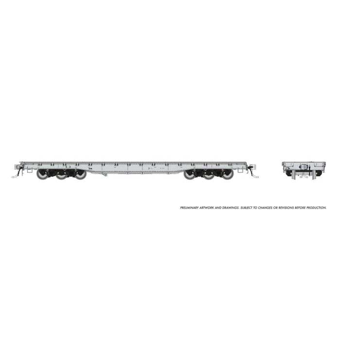 PREORDER Rapido 199097 HO Magor 54' Department of Defense (DODX) Flatcar - Ready to Run -- Painted, Unlettered (gray)