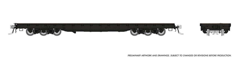 PREORDER Rapido 199099 HO Magor 54' Department of Defense (DODX) Flatcar - Ready to Run -- Painted, Unlettered (black)