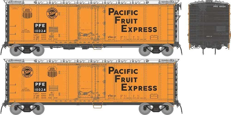 PREORDER Rapido 196005 HO Class R-40-27 Steel Reefer 6-Pack - Ready to Run -- Pacific Fruit Express Set