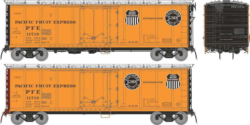 PREORDER Rapido 196101 HO Class R-40-27 Steel Reefer 6-Pack - Ready to Run -- Pacific Fruit Express Set