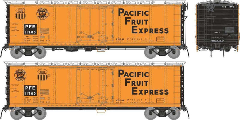 PREORDER Rapido 196103 HO Class R-40-27 Steel Reefer 6-Pack - Ready to Run -- Pacific Fruit Express Set