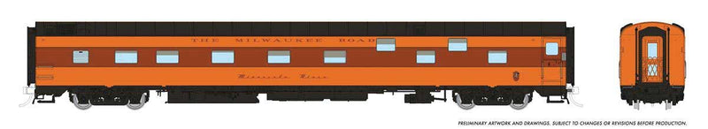 PREORDER Rapido 101167 HO Duplex Sleeper - Ready to Run - Super Continental Line(TM) -- Milwaukee Road "Zumbro River" (orange, maroon)