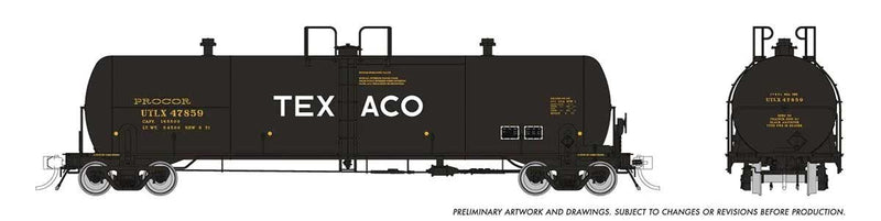 PREORDER Rapido 135020 HO Procor GP20 20,000-Gallon Tank Car 6-Pack - Ready to Run -- Texaco UTLX (black, white)