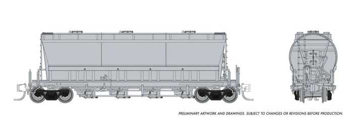 PREORDER Rapido 533098 N ACF PD3500 Flexi Flo Covered Hopper - Ready to Run -- Undecorated (Early Body)