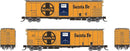 PREORDER Rapido 561013 N Class RR-56 Mechanical Reefer 4-Pack - Ready to Run -- Santa Fe SFRP (orange, blue, black, Billboard Santa Fe, Large Logo)