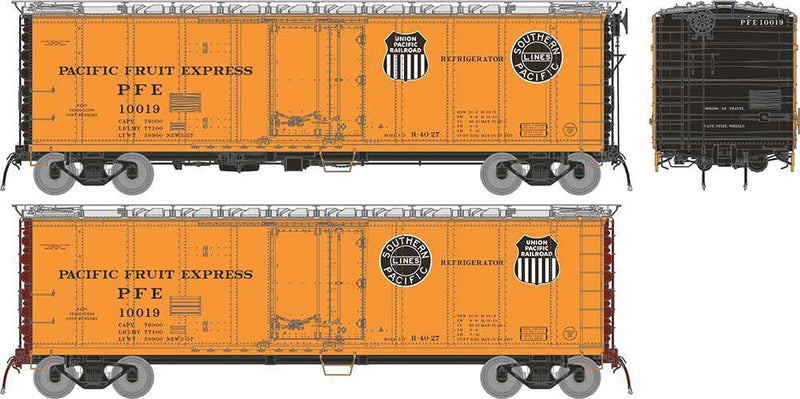 Rapido 196001A HO Class R-40-27 Steel Reefer - Ready to Run -- Pacific Fruit Express Set