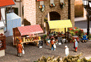 Faller HO 180614 Farmers Market Sales Tents Kit, 1 Each Cheese & Flower Tents with Accessories