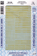Microscale HO 90106 Gothic Railroad Letters and Numbers, Yellow