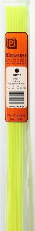 Plastruct 90262 FARG-3H Fluorescent Green Acrylic Round Rod, 3/32" (8)