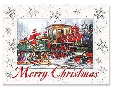 PREORDER Train Enthusiast Vendors 57058301 Loading the Santa Express Christmas Cards -- 12 Cards w/Envelopes