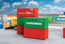 Faller HO 182051 20' Corrugated Container, Hamburg Sud, Evergreen, 2 Unlettered (5)