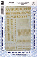 Microscale HO 90018 Railroad Roman Extended Letters and Numbers, Dulux
